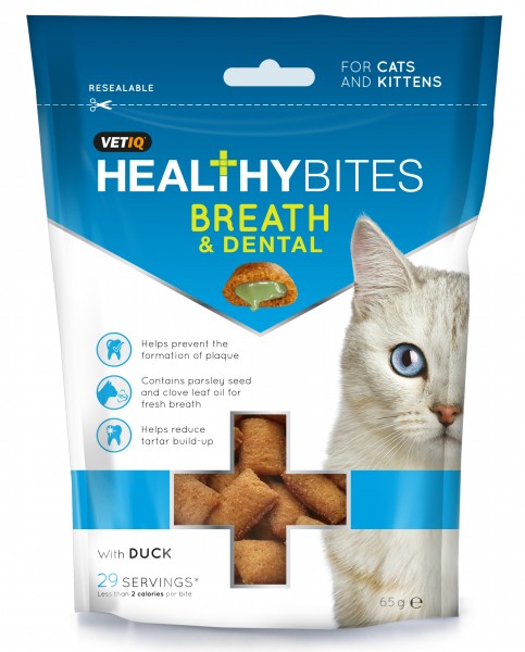 Vetiq Przysmaki dla kotów i kociąt Świeży oddech i zęby Healthy Bites Breath & Dental For Cats & Kitten 65g