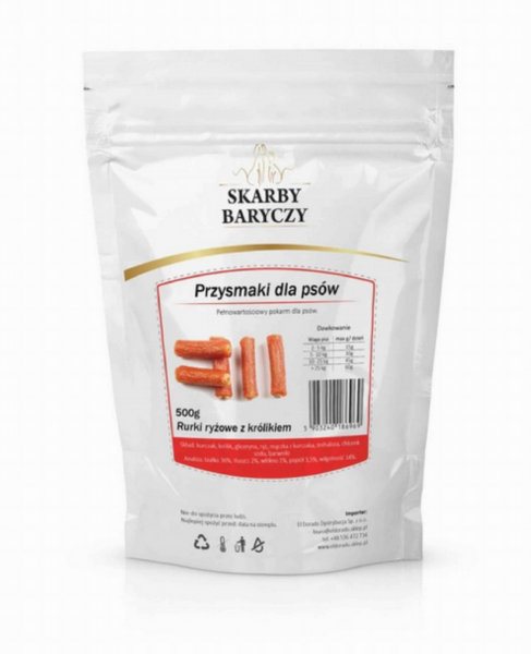 Skarby Baryczy rurki ryżowe z królikiem 500g